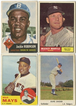 1953-1963 Topps and Bell Brand Hall of Famers Collection (4 Different) Including Mantle